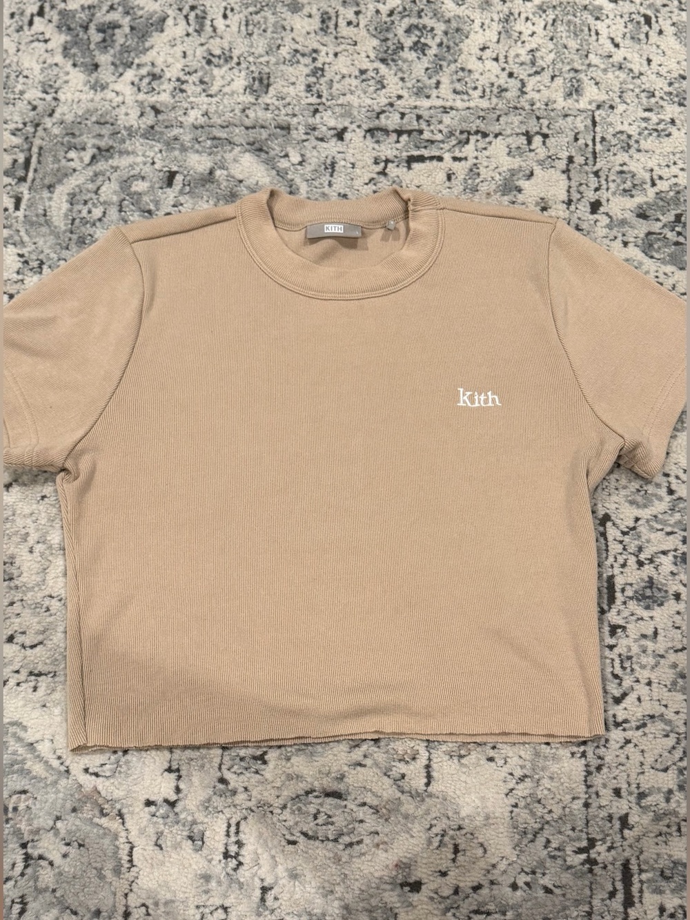 Kith Women’s Short Sleeve Tee in Tan with White Logo